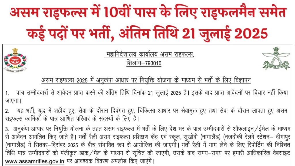 Assam Rifles Recruitment 2025