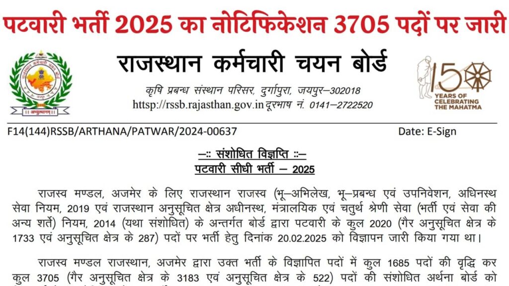 Rajasthan Patwari Recruitment 2025